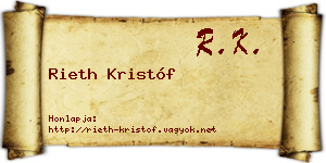 Rieth Kristóf névjegykártya